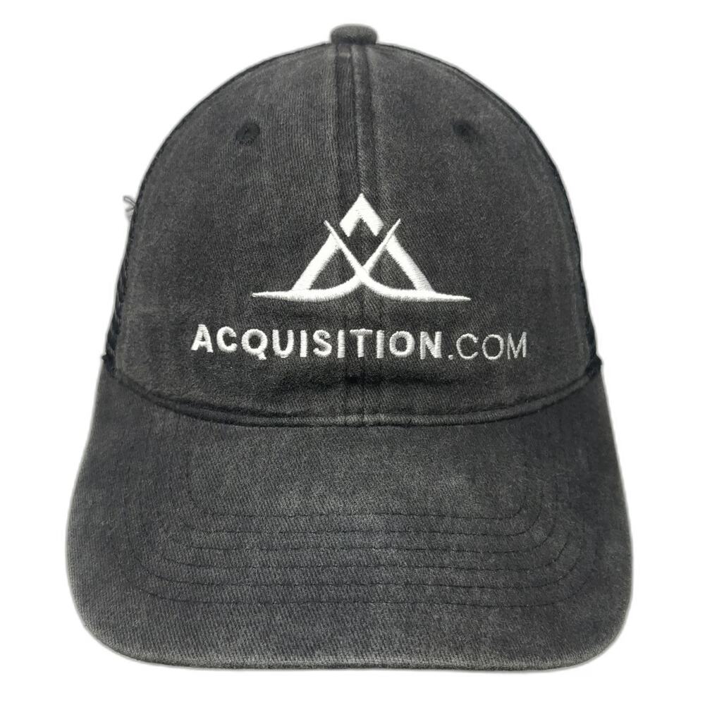 Acquisition Trucker Hat Gray One Size Mesh Snapback Logo White Embroidery